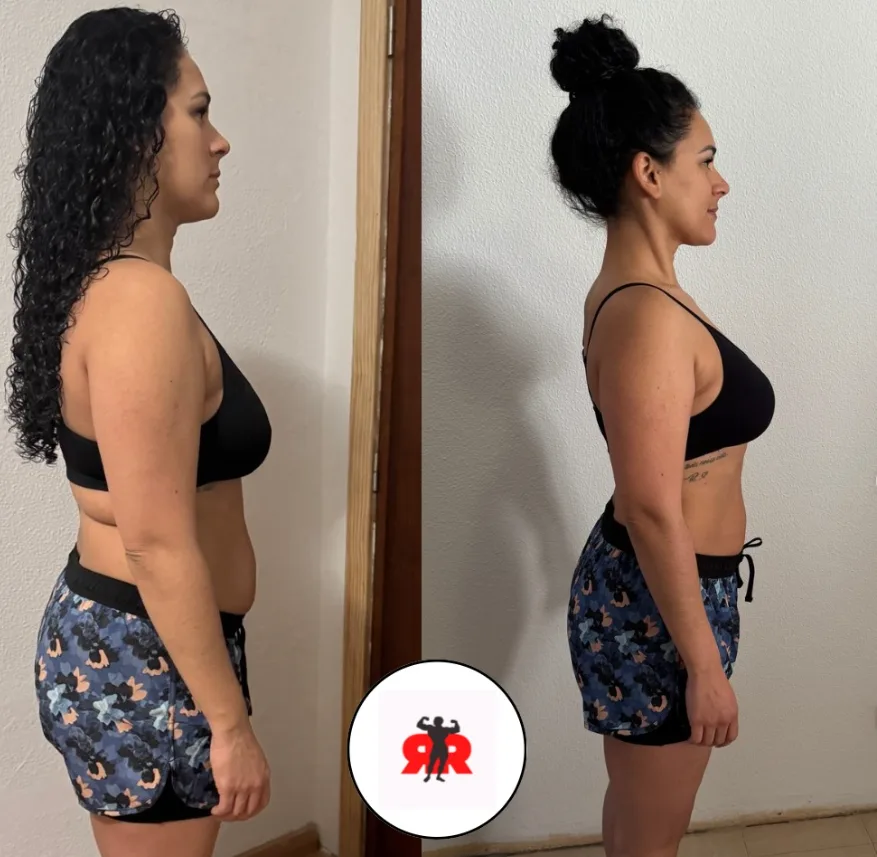 Cliente de perfil, antes e depois